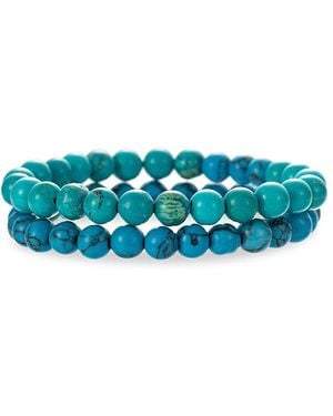 Eye Candy LA Caleb 2-piece Turquoise Beaded Bracelet Set - Blue