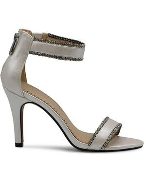 Adrienne Vittadini Gracy Rhinestone Heel Sandals - White