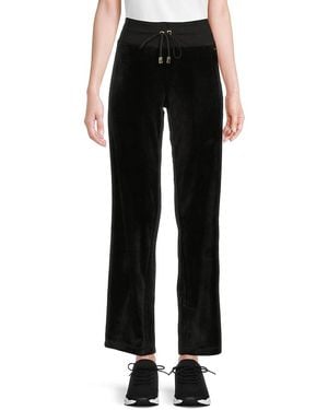 Halston Ribbed Velour Drawstring Trousers - Black