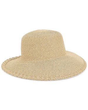 Nine West Lace Trim Textured Paper Blend Sun Hat - Natural