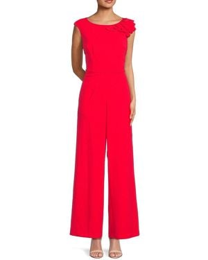 Donna Ricco Bateau Neck Sleeveless Jumpsuit - Red