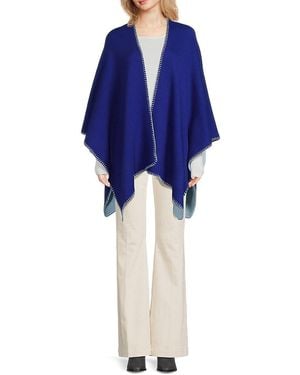 Saks Fifth Avenue Whipstich Wool-Blend Ruana - Blue