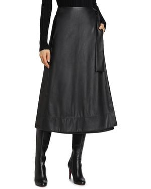 Toccin Beatrice Faux Leather Wrap Midi-skirt - Black