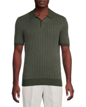 Saks Fifth Avenue Textured Cotton-Blend Knit Polo Shirt - Green