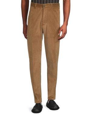 Isaia Flat Front Ribbed Trousers - Natural