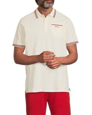 Bally Contrast-Tipped Cotton Polo Shirt - White