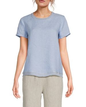Saks Fifth Avenue 100% Linen T-Shirt - Blue