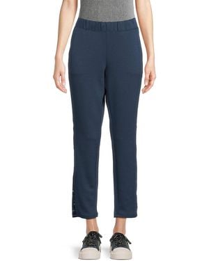 Andrew Marc Scuba Knit Cropped Trousers - Blue
