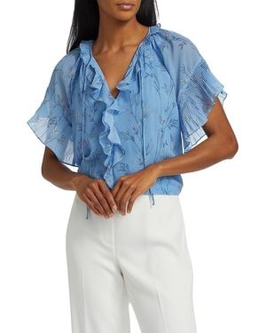 Kobi Halperin Prism Floral Ruffled Blouse - Blue