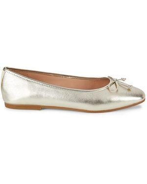 Cole Haan Yara Metallic Leather Ballet Flats - White