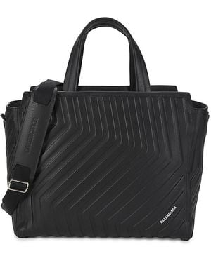 Balenciaga Chevron-Quilted Leather Car Tote Bag - Black