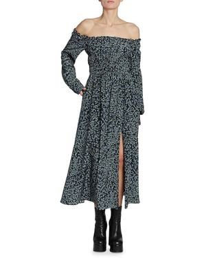 Altuzarra Lillian Smocked Midi-Dress - Blue