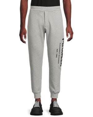McQueen Graffiti Logo Cotton Sweatpants - Gray