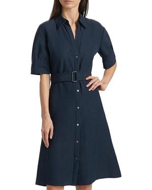 Vince Cuffed Belted Shirtdress - Blue