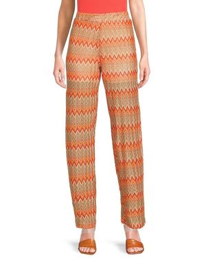 Vero Moda Chevron Knit High-Waist Straight Trousers - Orange