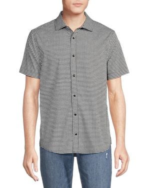 Karl Lagerfeld Houndstooth Short Sleeve Shirt - Grey