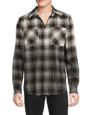 ELEVEN PARIS Checked Regular Fit Colorblock Shirt - Grey