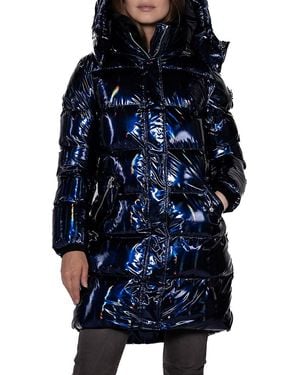 Woodpecker Penguin Faux Fur Lined Puffer Coat - Blue