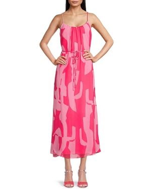 Sam Edelman Abstract Tie Waist Midi-dress - Pink