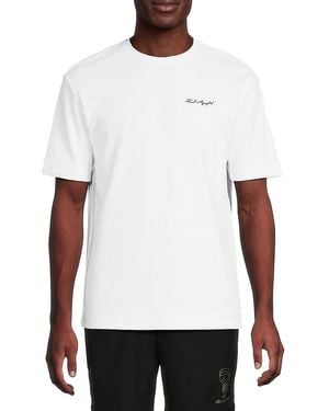 Karl Lagerfeld Textured Logo Cotton-Blend T-Shirt - White