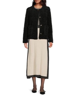 Saks Fifth Avenue Faux-Shearling Contrast-Trim Jacket - Black