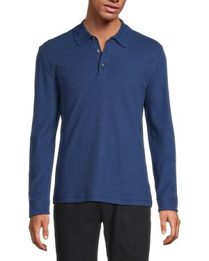 Vince Pima Cotton Long-Sleeve Polo Shirt - Blue