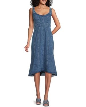 KOURT Ariana Denim Knee Length Dress - Blue