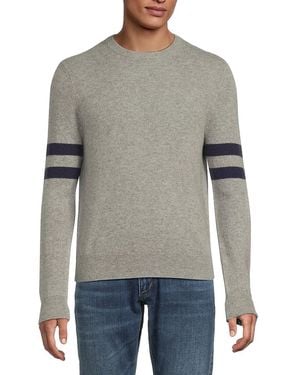 Saks Fifth Avenue 100% Cashmere Arm-Stripe Crewneck Sweater - Gray