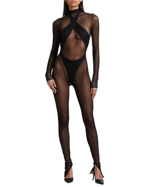 LAQUAN SMITH Sheer Mesh Jumpsuit - Black