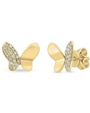 Effy 14k Yellow Gold & 0.13 Tcw Diamond Butterfly Stud Earrings - Metallic