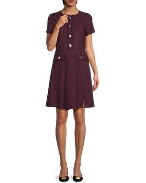 Tommy Hilfiger Woven Fit & Flare Pleated Mini Dress - Purple