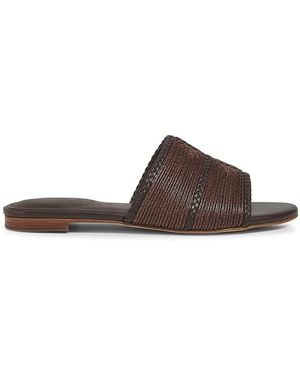 Marc Fisher Zuri Leather Slide Sandals - Brown