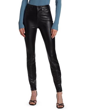 Veronica Beard Debbie Vegan Leather Skinny Trousers - Black