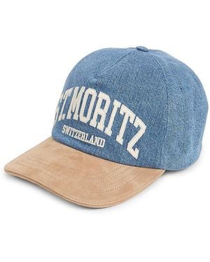 Bally St. Moritz Switzerland Suede & Denim Hat - Blue