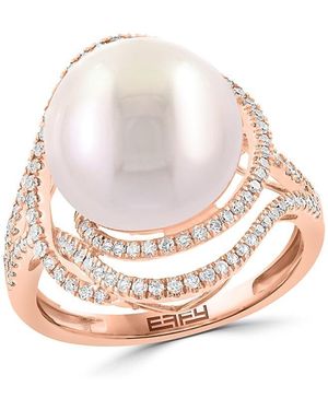 Effy 14K, 12Mm Freshwater Pearl & Diamond Ring - White