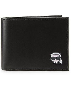 Karl Lagerfeld Logo Leather Bifold Wallet - Black