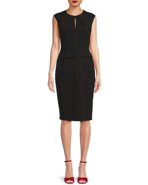 Calvin Klein Keyhole Cap Sleeve Sheath Dress - Black