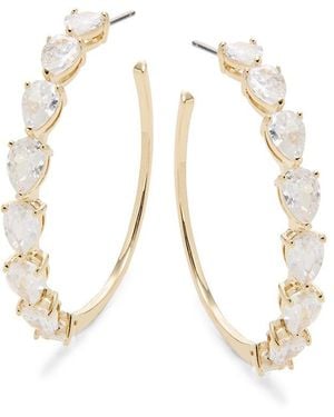 Adriana Orsini Full Bloom 18K Goldplated & Cubic Zirconia Half Hoop Earrings - White