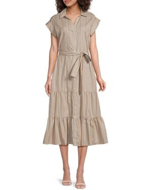 Tommy Hilfiger Striped Cotton Shirtdress - Natural
