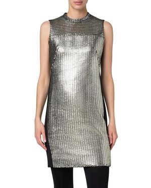Akris Punto Laminated Sleeveless Shift Dress - Grey