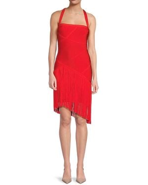 Hervé Léger Josephine Fringe Bandage Minidress - Red