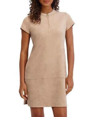 Kensie Sueded Scuba Shift Dress - Brown