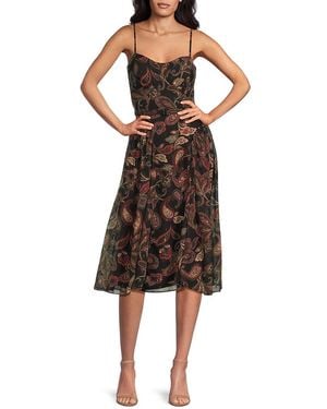 BCBGMAXAZRIA Paisley Print Midi-Dress - Brown