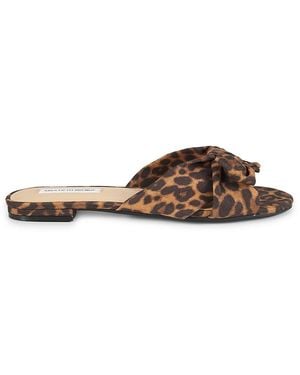 Saks Fifth Avenue River Animal Print Leather Flat Sandals - Brown