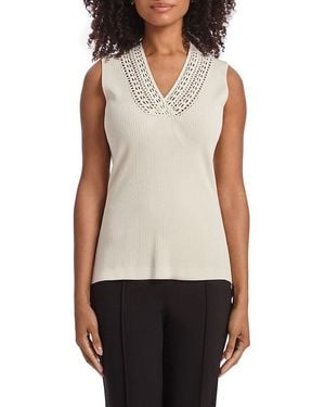 Capsule 121 Extensive Ribbed Crochet Jumper Vest - White