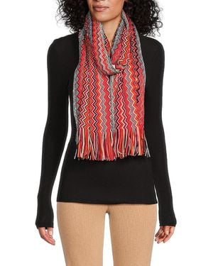 Missoni Chevron Wool Blend Scarf - Red