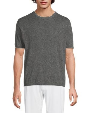 Bruno Magli Tipped Knit T-Shirt - Grey