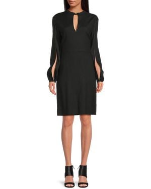 Bally Keyhole Sheath Knee-Length Dress - Black