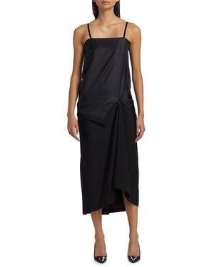 Maison Margiela Satin & Wool Midi-dress - Black