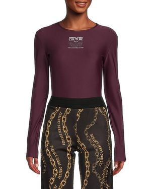 Versace Jeans Couture Logo Long Sleeve Bodysuit - Purple